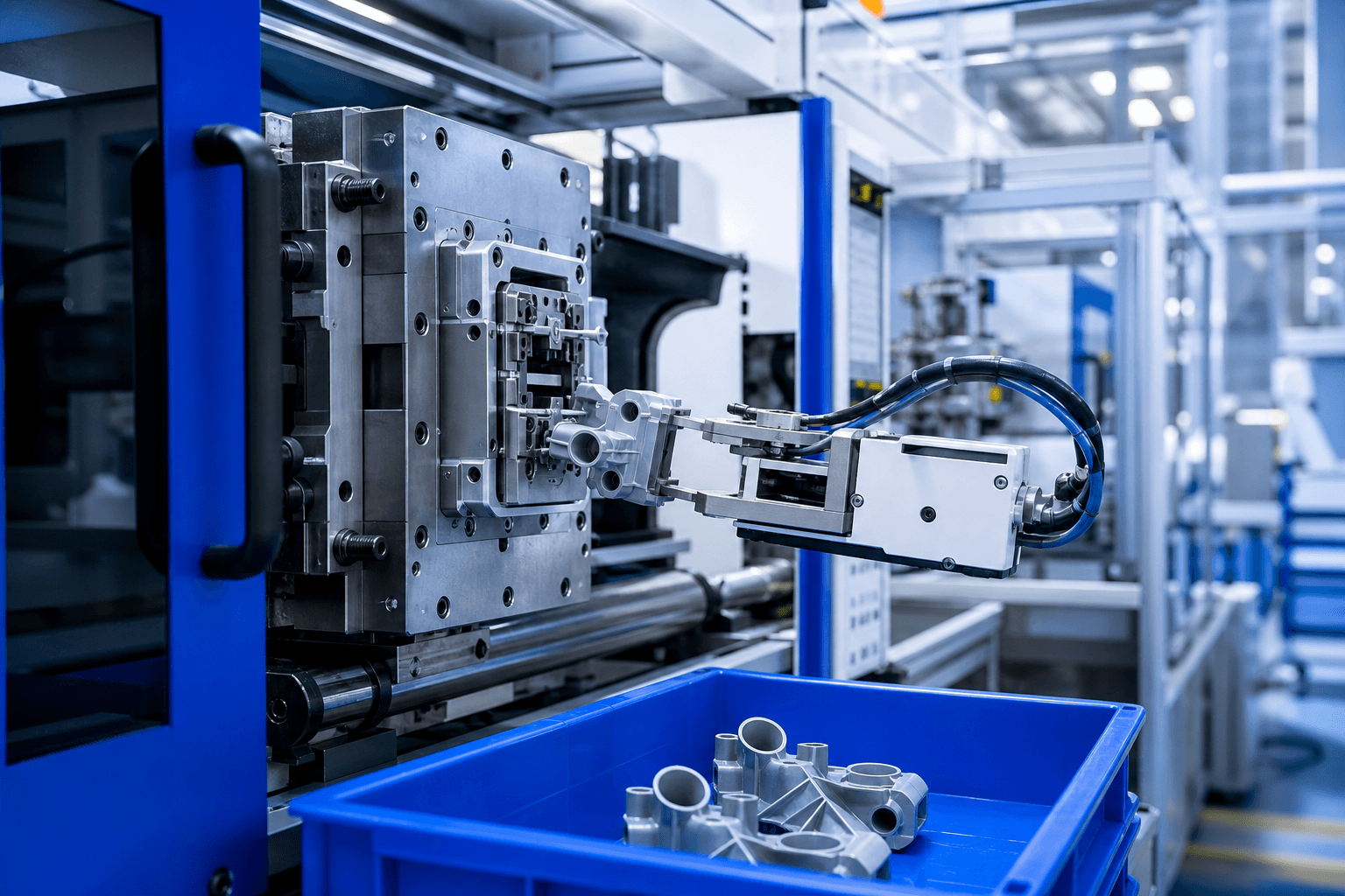 Plastic injection molding production line