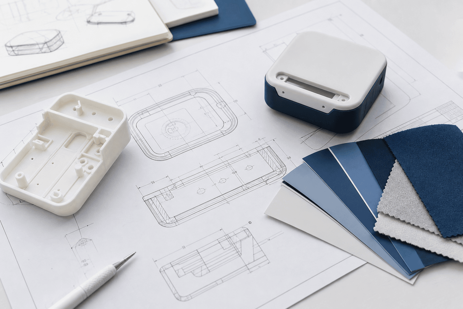Technical drawings, samples and project specifications for manufacturing review