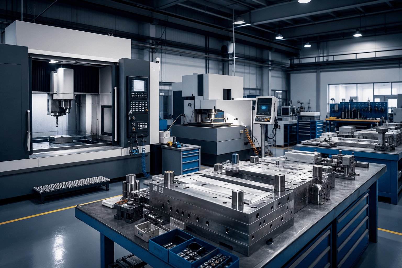 Manufacturing equipment areas supporting custom molded parts